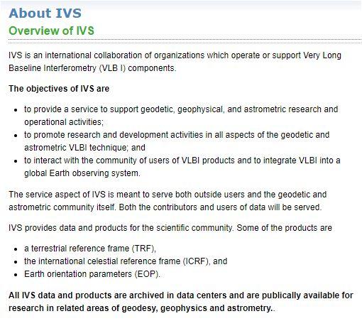 O IVS fornece dados e produtos para a comunidade científica.