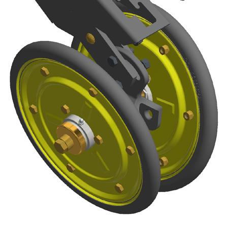 Regulagens e operações Ajustes dos compactadores 1 Os pneus compactadores em "V" pressionam o solo lateralmente e podem trabalhar em várias