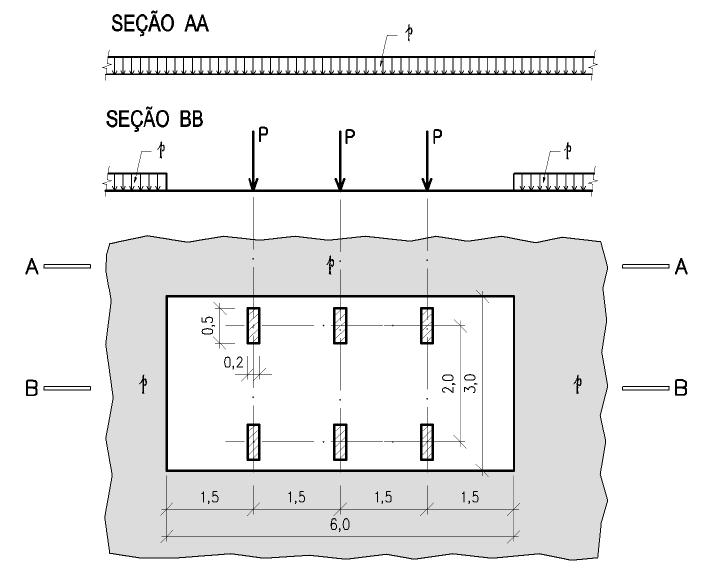 I yc I yt = 19, 05 (170) 3 12 22, 22 (200) 3 = 0, 53 12 Assim para a seção em questão, atende a relação Iyc / Iyt que é maior que 0,53 e menor que 10. Carregamentos 1.