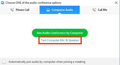 Configuração de audio Ao ingressar em uma reunião, se você não tiver selecionado participar do áudio por computador, um prompt