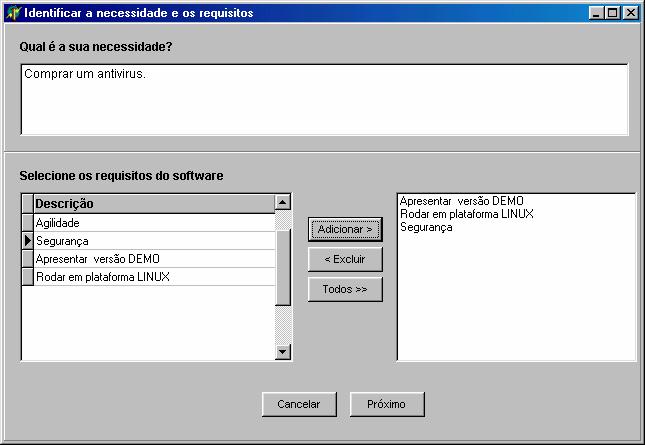 36 A figura 9 apresenta a tela Identificar a necessidade e os requisitos, onde o usuário entra com a sua necessidade.