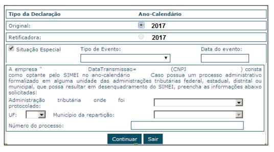 Número do processo número do processo (se Administração tributária = Federal, o número do processo será validado no sistema COMPROT).