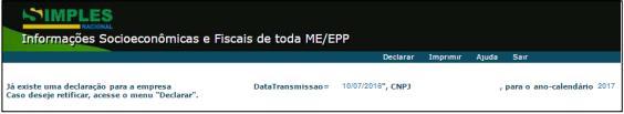 Exemplo: a PJ foi optante pelo Simples Nacional até 29/02/2017 e foi extinta em 20/04/2017. Deverá apresentar, em 2018, a DEFIS situação normal referente ao período 01/01/2017 a 29/02/2017.