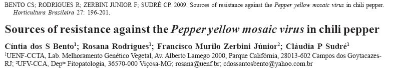 Identificação de fontes de resistência ao Pepper yellow mosaic virus em Capsicum spp.