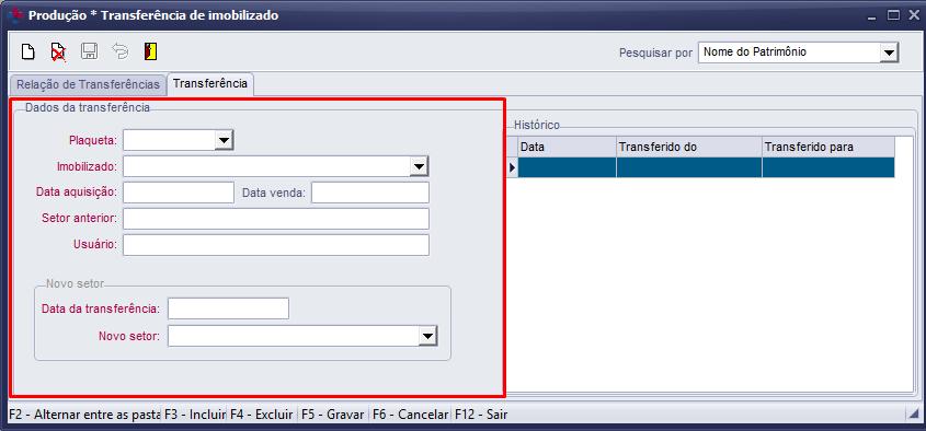 O próximo item que iremos trabalha é o de Transferência por setor.