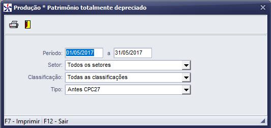 O relatório a seguir denomina-se Patrimônio por data de fabricação.