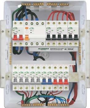 posição horizontal; Maior espaço interno para a acomodação dos fios, cabos e dispositivos de proteção.