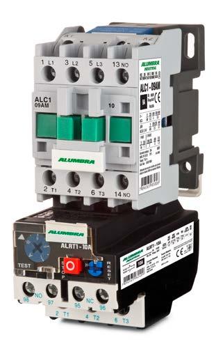 Aplicação O relé térmico da Alumbra é usado em circuitos com frequência de 50/60Hz, tensão de trabalho nominal de 750C~ e 1000V~ e correntes entre 1A e 93A.