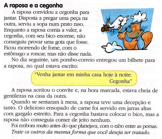 Para realizar esta discussão, construiremos com os alunos um quadro comparativo das fábulas.