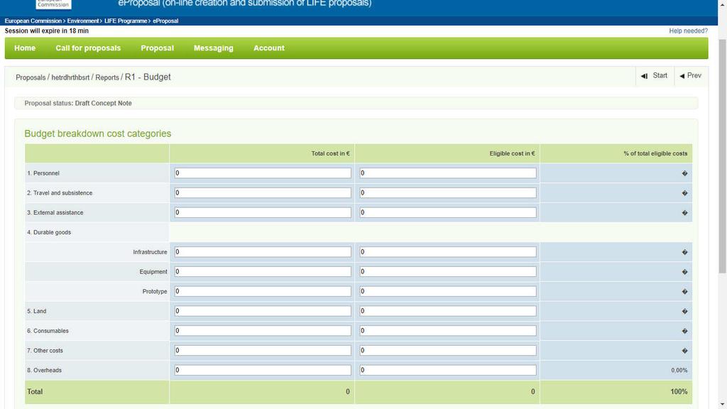 Programa LIFE 2014/2020 Formulários Financeiros