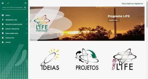 C.1 - Site LIFE Online desde 16 março 2017 Inclui: Informação sobre o Programa LIFE Informação sobre o Projeto de Capacitação Bolsa de ideias de projetos Bolsa de