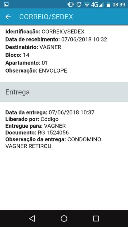 Ao selecionar uma correspondência, você terá acesso a várias