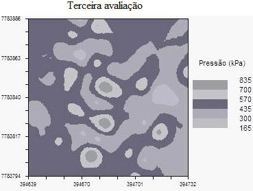 Os mapas de variabilidade espacial, apresentados nas Figuras 2 a, facilitam a visualização dos resultados apresentados na tabela supracitada e permite uma melhor comparação das avaliações em