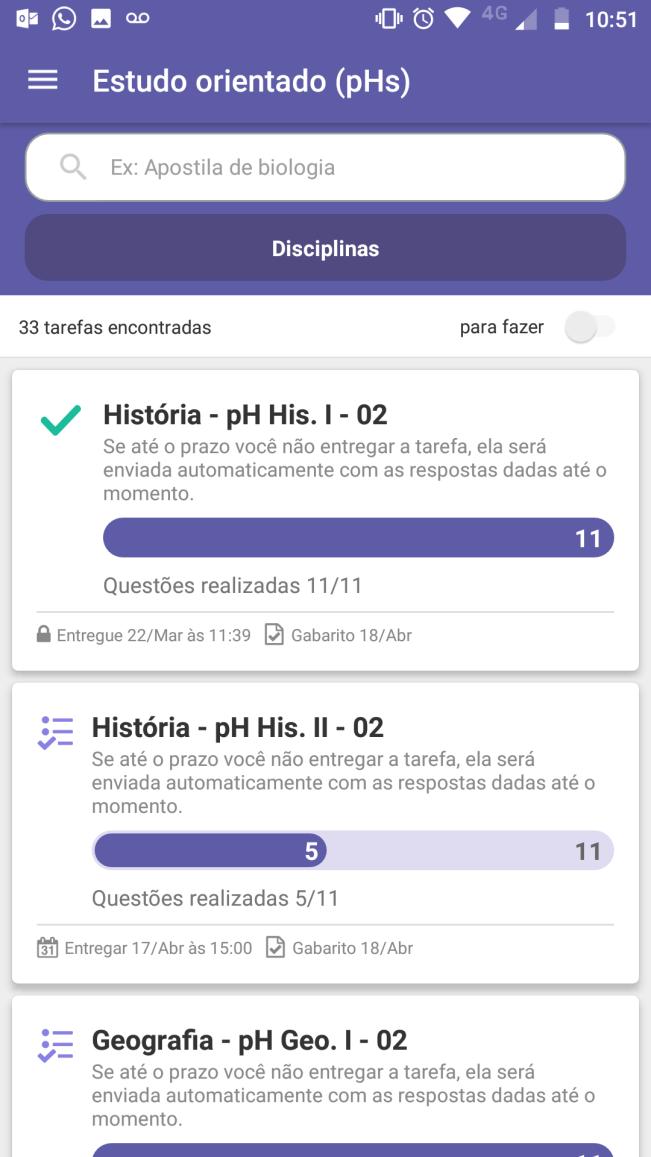 ph s Estudo Orientado Utilizando o filtro para fazer, fica