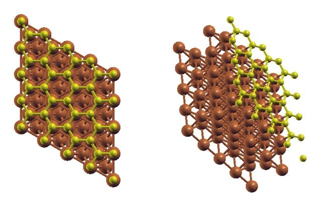 RESULTADO E DISCURSÃO Grafeno Grafeno, Figura 1, é feito por átomos de carbonos arranjados em uma estrutura hexagonal A estrutura pode ser vista como uma rede triangular com uma base de dois átomos