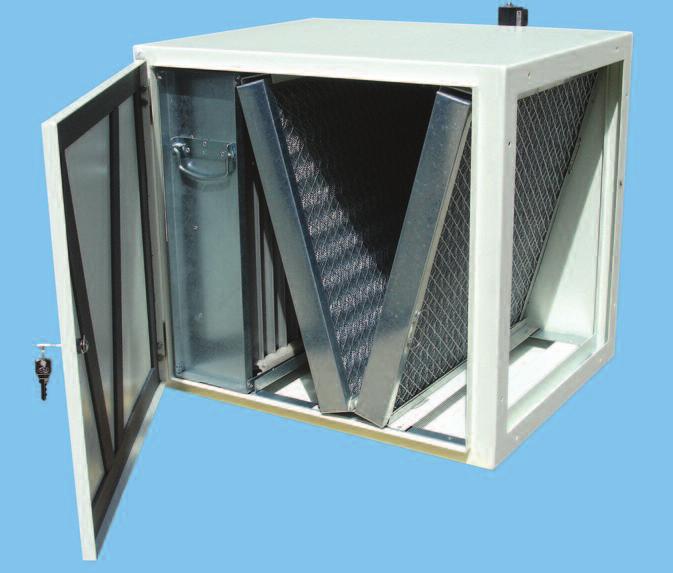 Módulo AQUA Diminui a temperatura do ar de extracção, aumentando a eficácia dos filtros electroestáticos e a absorção de odores.