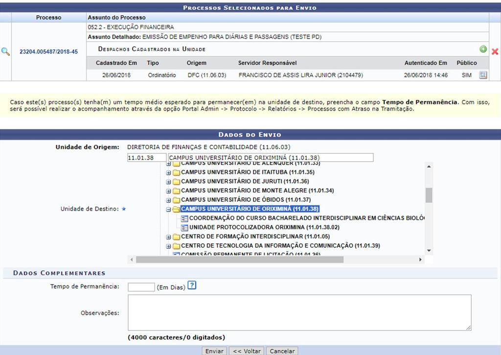 Processo Digital nos Campi 3 Selecionar