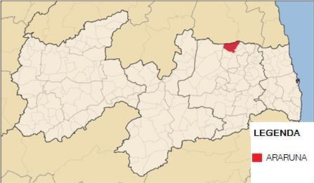 Figura 1-Localização geográfica do município de Araruna PB De acordo com o censo demográfico realizado pelo Instituto