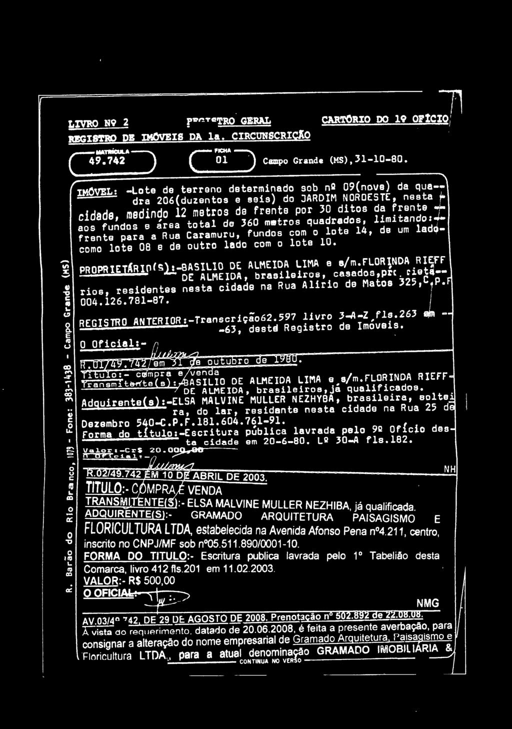 limitand: frente para a Rua Caramuru, funds cm lte 14, de um ladcm lte 08 e de utr lad cm lte 10. - PROPR!