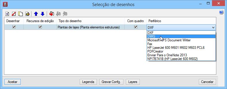 124 Fig. 1.234 Active DWG no menu Periférico. Prima Aceitar. O programa gera os desenhos de cada planta.