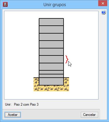 15 Prima em Unir grupos. Coloque o cursor de acordo com a imagem seguinte, de forma a surgir na parte inferior da janela a seguinte mensagem: Unir: Pisos 2 com Piso 3. Prima com o botão.