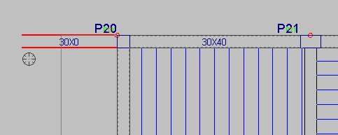 161 Prima Aceitar e prima sobre as vigas entre os pilares: P2 e P3 e arraste-as para a esquerda ultrapassando a linha DWG, como se