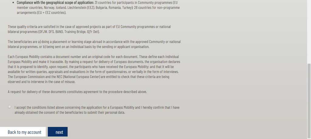 application for a Europass Mobility and i Hereby confirm that i have