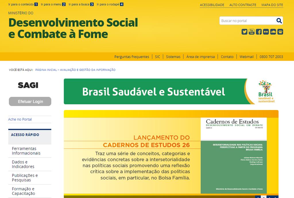 Portal da SAGI-MDS: