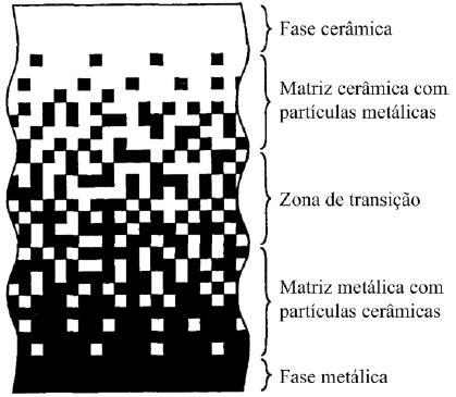 Vibrações livres não lineares de cascas cilíndricas com gradação funcional 46 se que há uma variação gradual dos materiais constituintes. Na Figura 3.