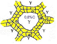 Microestrutura Hipoeutetóide 43 Ponto c: Grãos de Austenita (g) estrutura CFC Ponto d: Nucleação e crescimento da ferrita (a CCC) nos contornos de grão da austenita (g CFC).