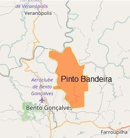 3.11 Pinto Bandeira 3.11.1 Histórico O Município era distrito de Bento Gonçalves até 1996, quando se emancipou, mas seu primeiro Prefeito teve que aguardar até 2001 para tomar posse.
