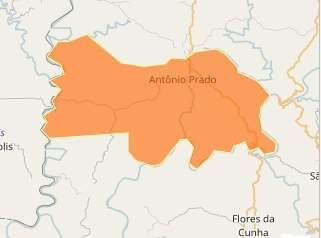 Figura 1: Município de Antônio Prado Fonte: IBGE (2016) Pode-se chegar ao município pelas vias RS-122, que liga o município à Flores da Cunha, também pela RS-448