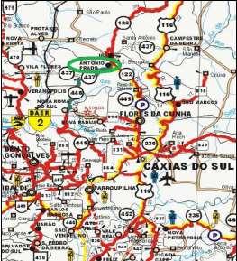 Figura 2: Mapa Viário Fonte: DAER/RS Antônio Prado faz divisa com os municípios de São Marcos (distância de 35Km), Flores da Cunha (distância de 33Km), Nova