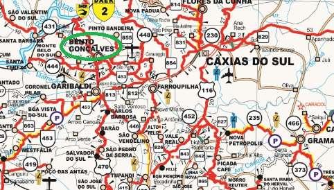 A cidade de Bento Gonçalves faz divisa com os municípios de Veranópolis (distância de 40 Km), Cotiporã (distância de 62Km) e Nova Roma do Sul (distância de 57Km) ao Norte, Garibaldi (distância de