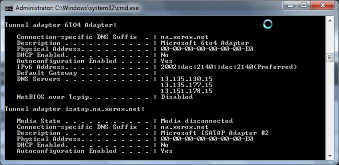 Xerox Remote Print Services Cenário 3: As configurações de DNS estão incorretas Para verificar as configurações de DNS: 1.