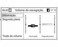 Configurações TMC Seleccionar Tipos de informação para abrir um submenu com várias opções para definir se e que mensagens de trânsito devem ser mostradas no mapa de guia de percurso.