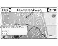 Navegação 87 Advertência A escala do mapa pode ser alterada rodando o botão multifunções. Com o interruptor de 8 vias no botão multifunções 3 6 posicionar o reticulado num destino no mapa.