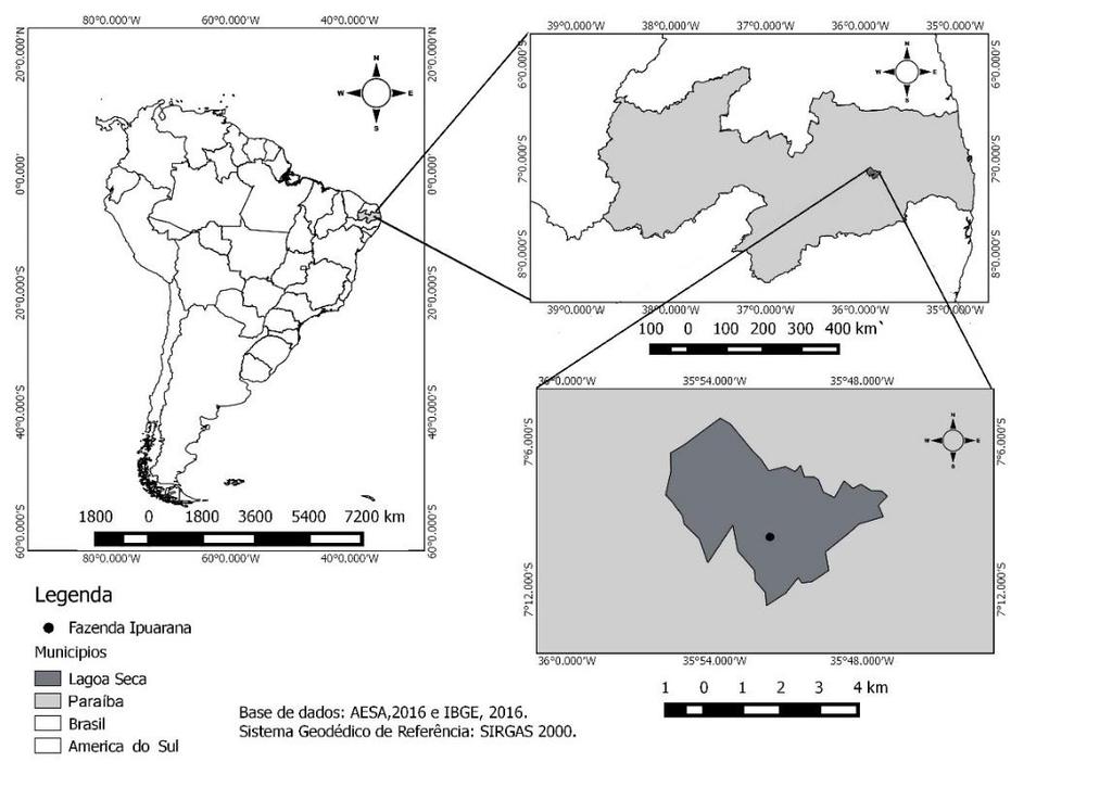 Metodologia O fragmento de floresta estacional semidecidual sub-montana (IBGE, 2012) está situado em uma propriedade particular denominada Fazenda Ipuarana, às margens da BR-104 (7 09 29 S, 35 52 02