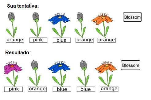 Blossom Descobrir as cores de cada flor com um número x de tentativas, ao acertar uma cor a flor desabrocha com a cor correspondente.