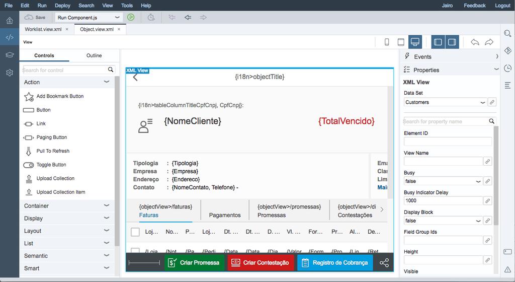 Desenvolvimento e Deploy SAP Web IDE Layout Editor