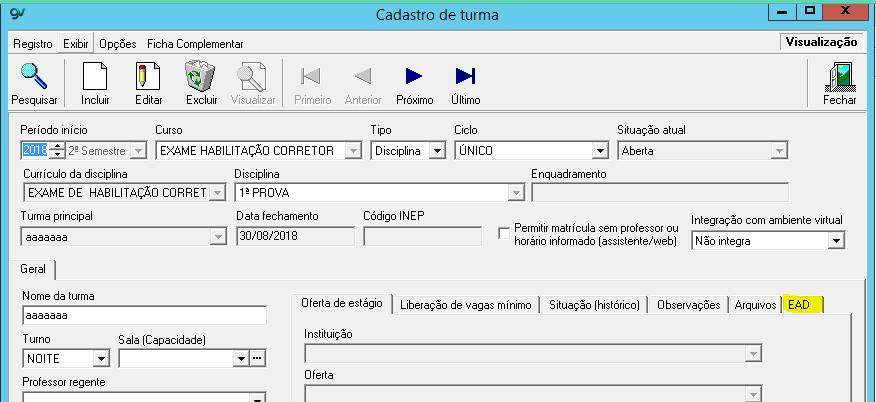 parâmetros do acadêmico para que seja possível que o usuário defina, por