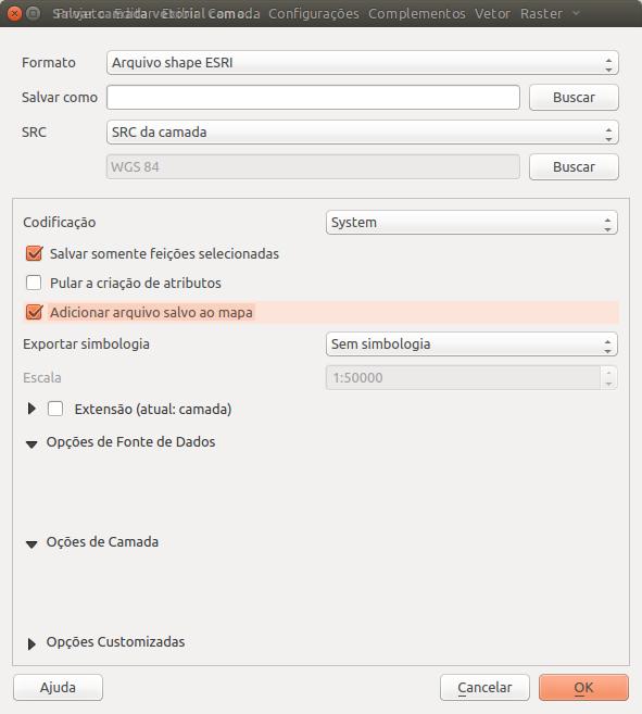 Figura 7: Exportar a feição selecionada para um novo shapefile.