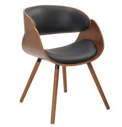 Cadeira em madeira com braços Assento e encosto revestidos em PU vintage Base fixa de madeira. Nicole 55 x 58 x 78 cm Confira Banqueta pág.