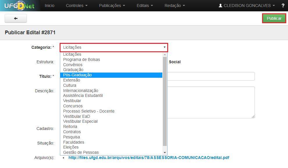 clicando sobre o ícone correspondente; Passo 2: Verifique