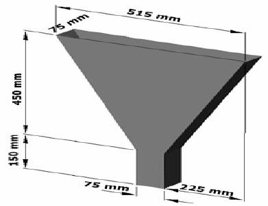 do tempo de escoamento de uma amostra de concreto por um funil, apenas sob a ação do seu peso próprio. A Figura 2.