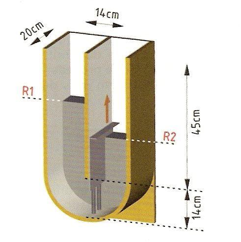 as mesmas dimensões da caixa L (diâmetro de 12,5mm espaçadas 45mm entre si).