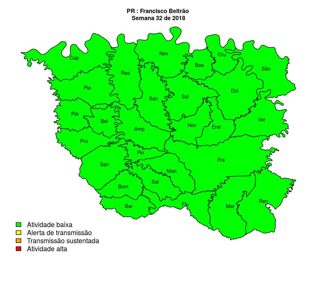 Regional Francisco Beltrão Desde o início do ano, 311 casos de dengue foram registrados na Regional de Saúde, sendo 3 na última semana. Figura 8.