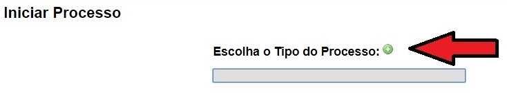 - Clique no espaço em branco (Seta Vermelha) e digite o tipo de processo: MP0068 - Pessoal: Substituição de