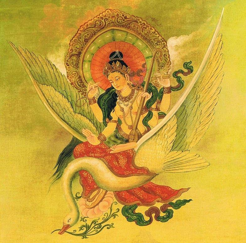 Através do hino buscamos a ajuda da Palavra e sua divindade, Sarasvati.