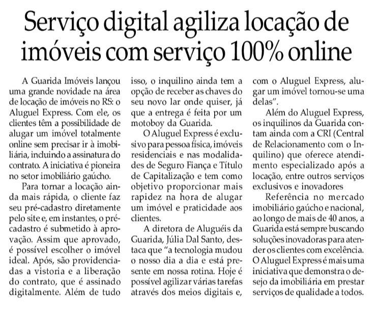 Título: Serviço digital agiliza locação de imóveis com serviço 100% online